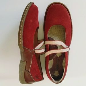 Born Shoes Red Suede Slip On Shoes Size 7